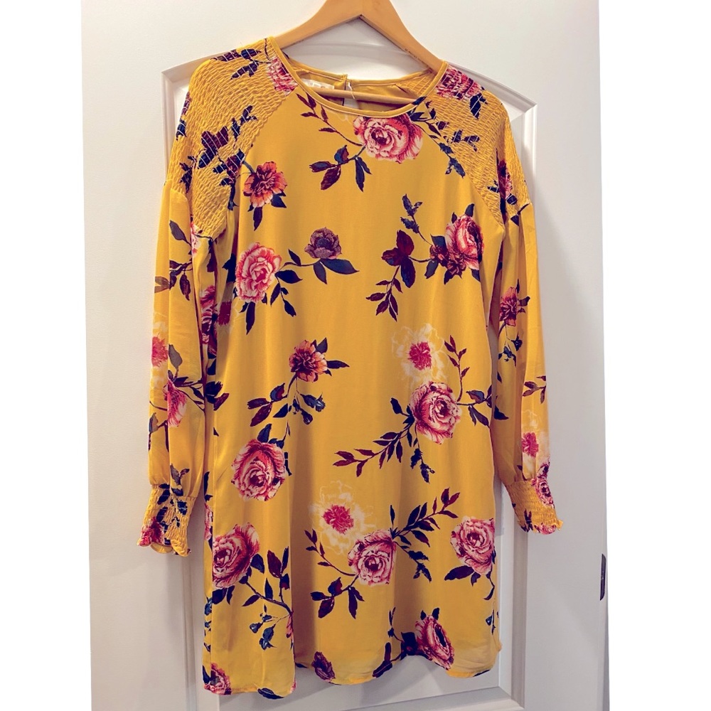 Yellow Floral Shift Dress